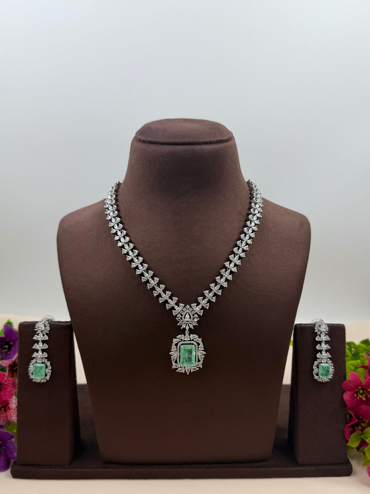 Elena American Diamond Delicate Necklace Set