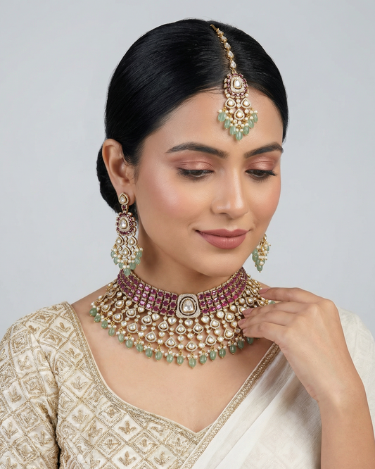 Ruby Reina Moissanite Kundan Necklace