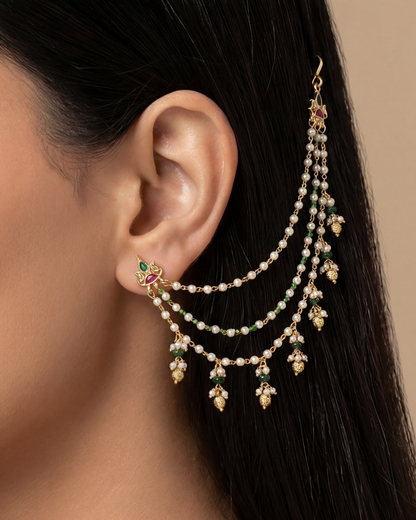 Yogita Pachi kundan Ear Chain