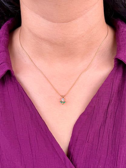 Scarlet Leaf Pendant Gold Chain