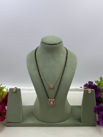 Elegant Round Pendant Black Beaded Mangalsutra