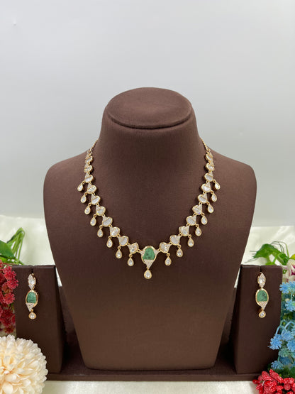 Deza Dangling Moissanite Kundan Necklace