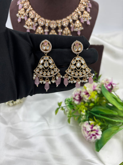 LISA MOISSANITE KUNDAN PEARL NECKLACE SET