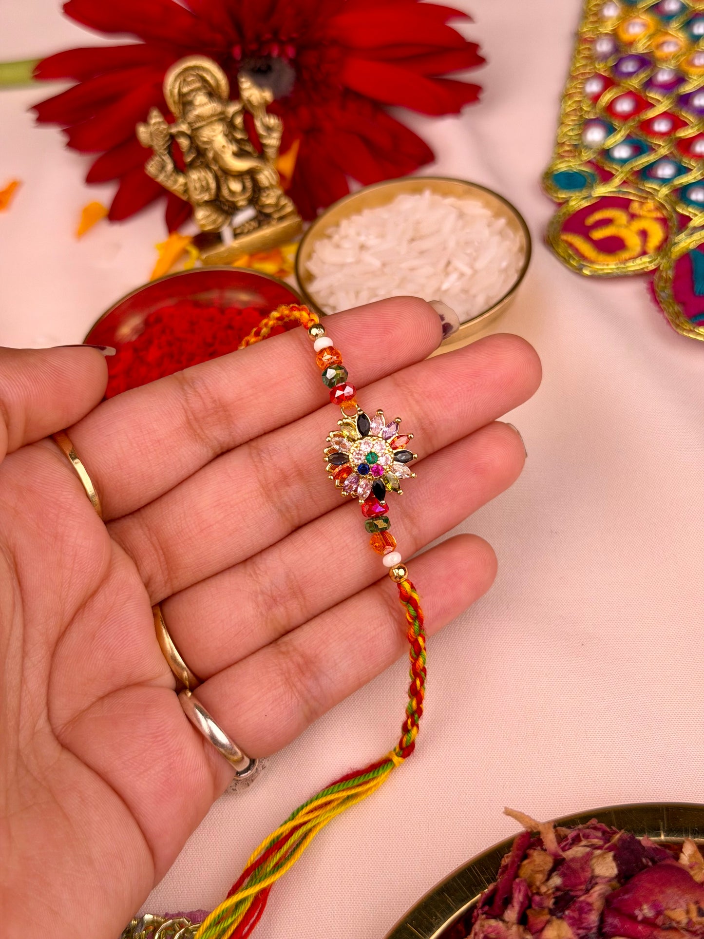 Rainbow Floral Spinner Rakhi