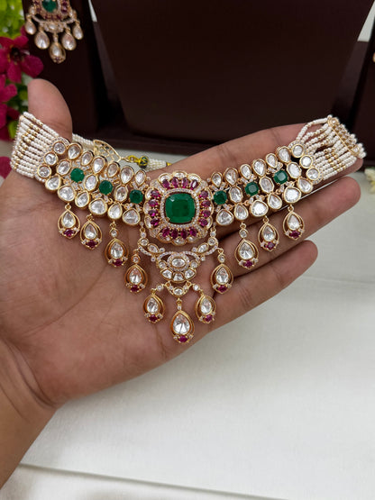Devika Premium Moissanite Choker Set