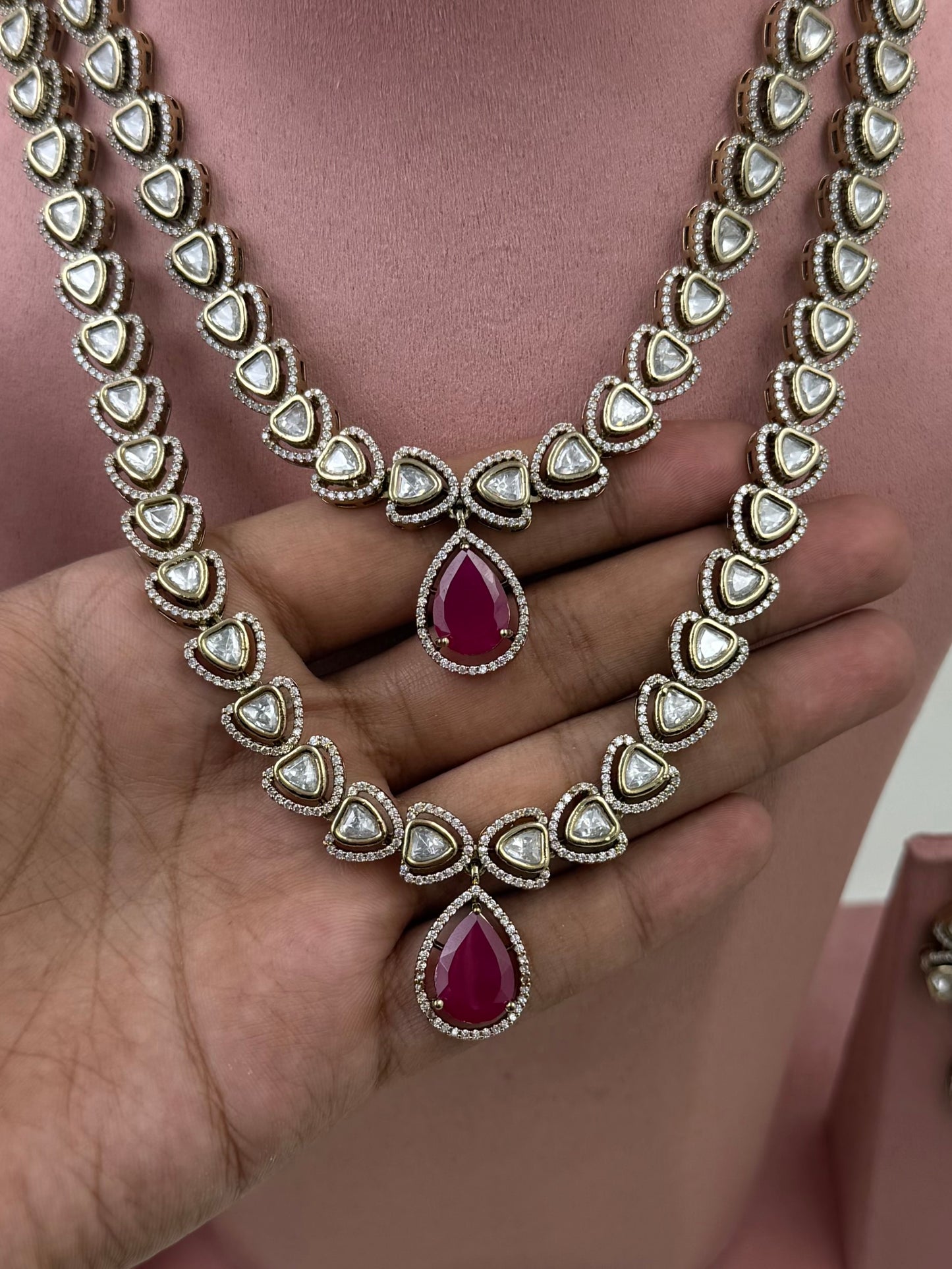 Viha Premium Victorian Double Layer Necklace Set
