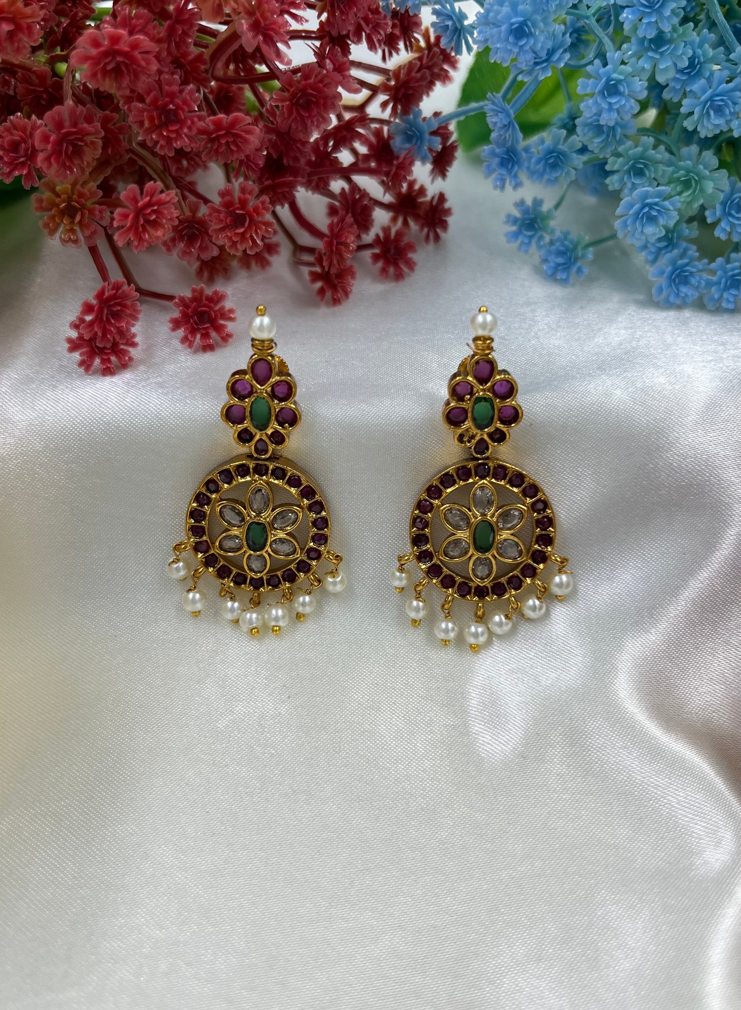 Opal Brass Earing