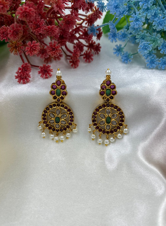Opal Brass Earing