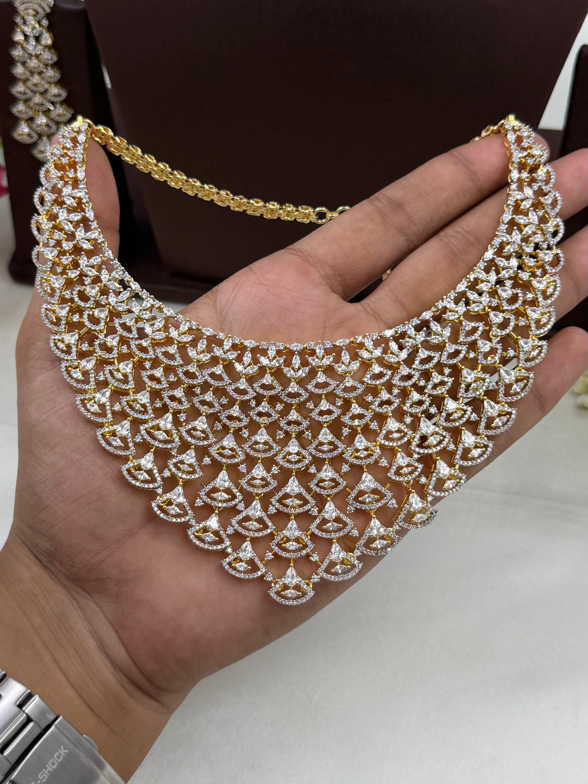 Lily American Diamond Two Tone Necklace Set