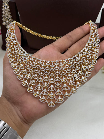 Lily American Diamond Two Tone Necklace Set