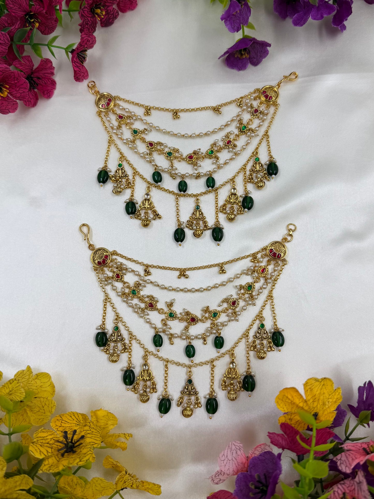 Poonam Pachi kundan Ear Chain