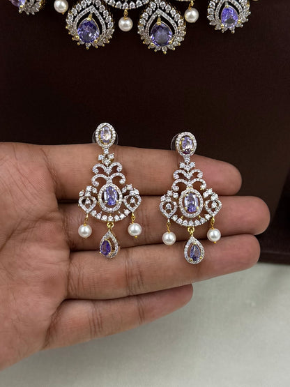 Sara American Diamond Two Tone Necklace Set