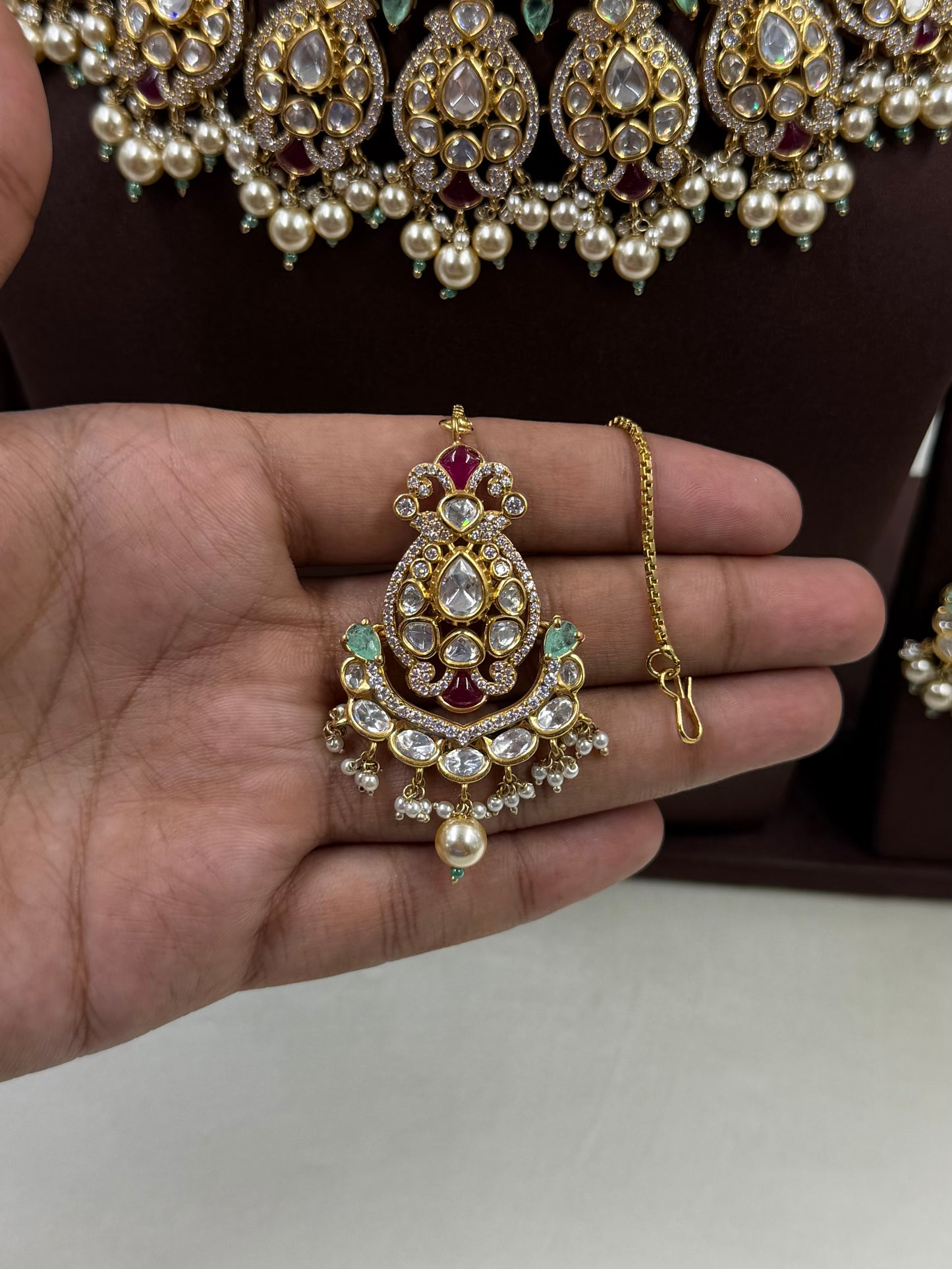 Madhura Victorian Moissanite Choker Necklace Set