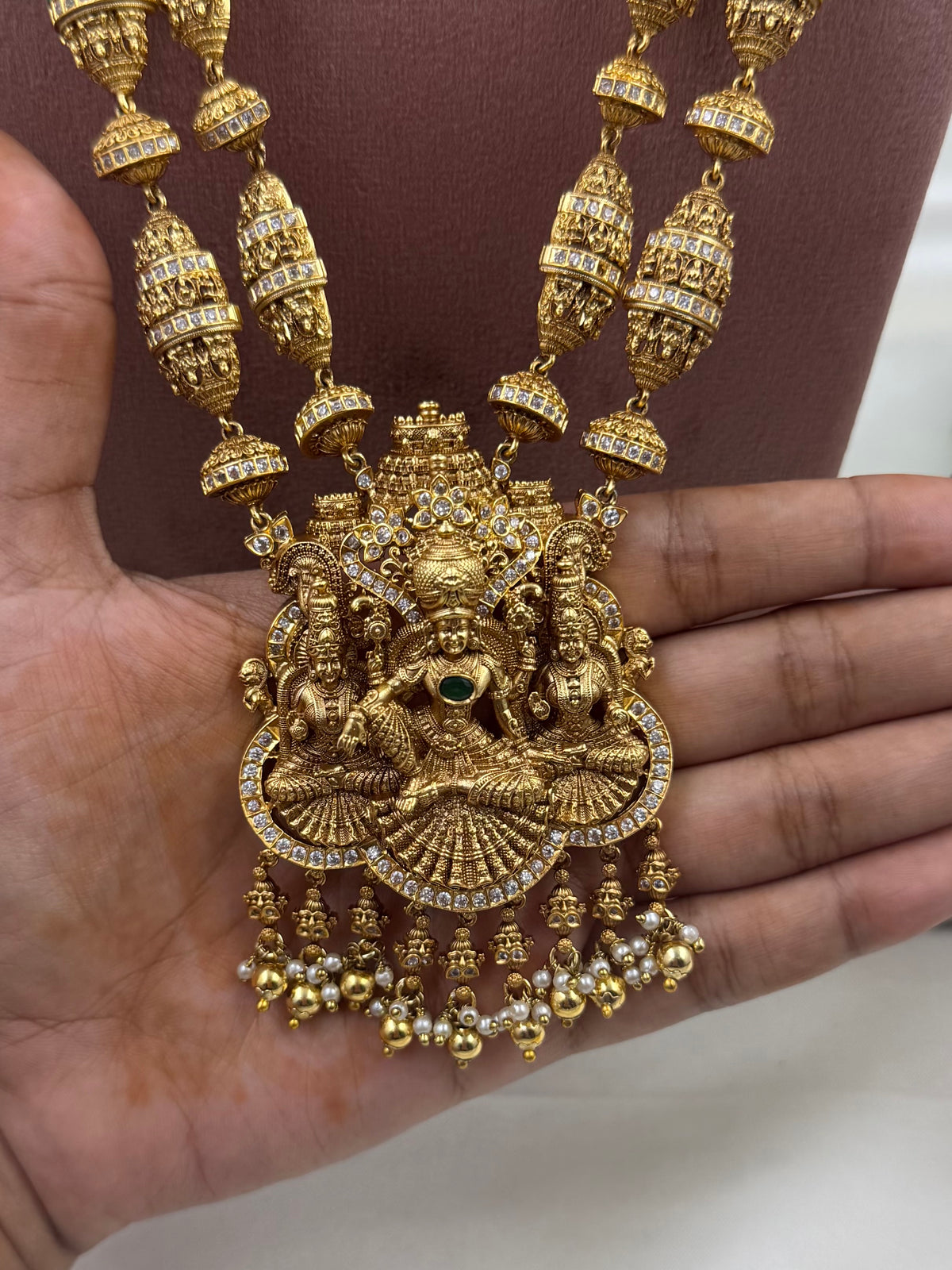 Meenal Premium South Temple Long Necklace Set