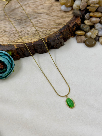 Green Stone Gold Chain