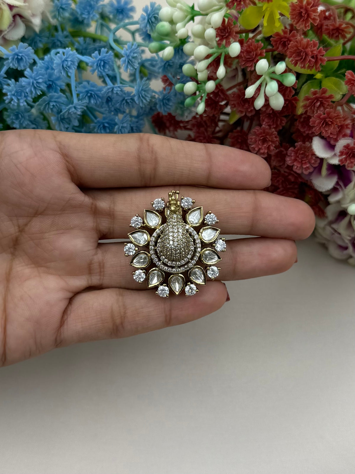 Yashika Victorian Moissanite Peacock Ring (Adjustable)