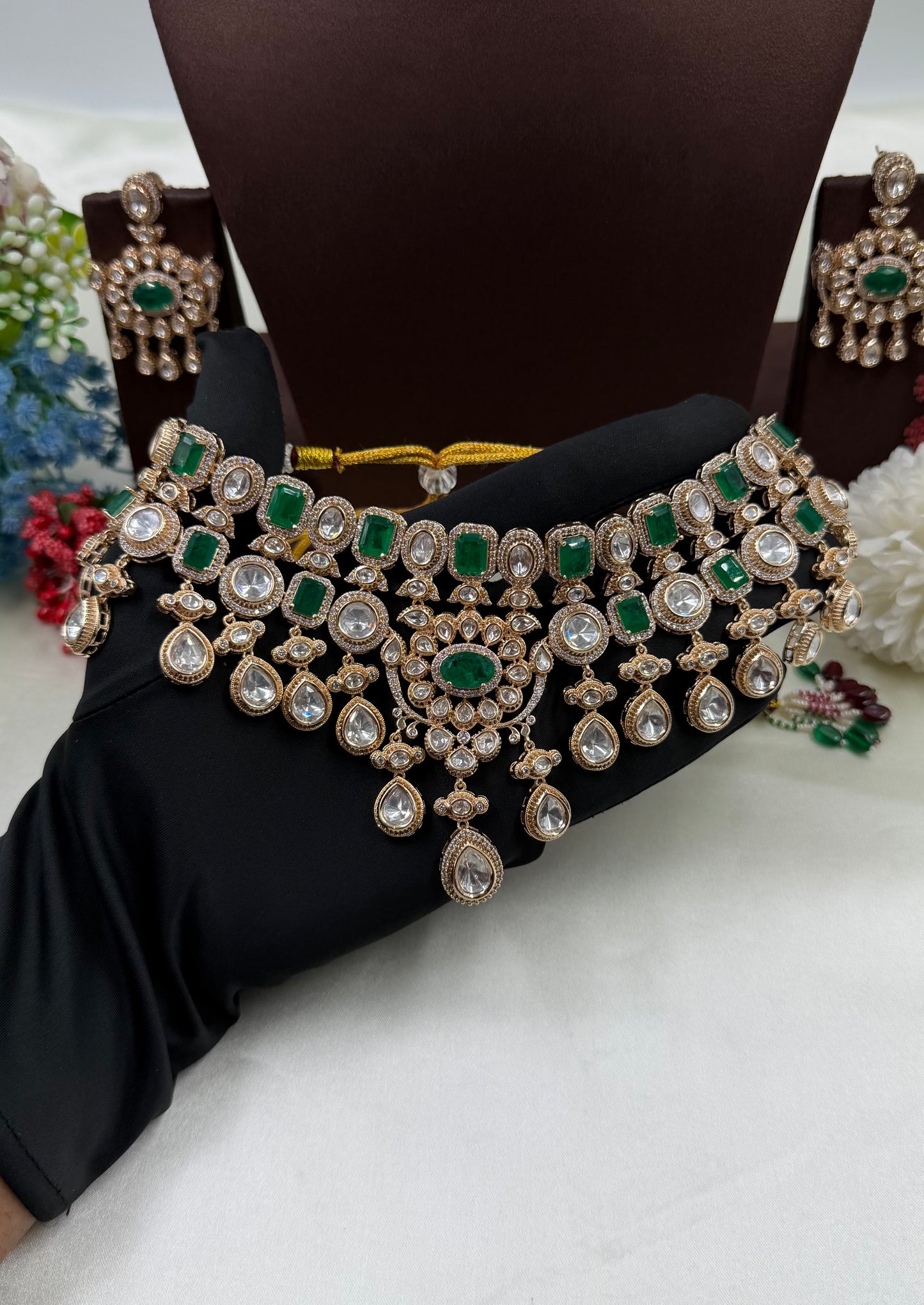 Charita Moissanite Premium Choker Necklace Set