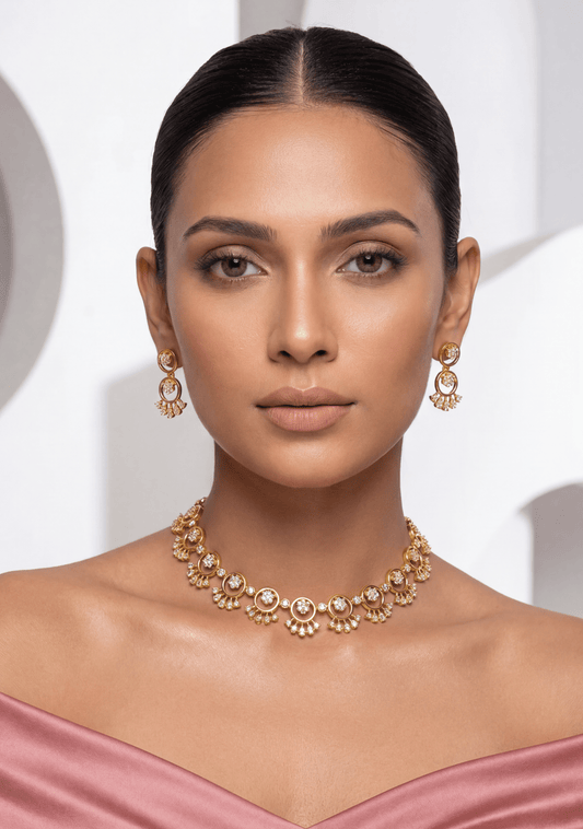 Fiona Delicate Golden Necklace Set - WHITE - Necklace