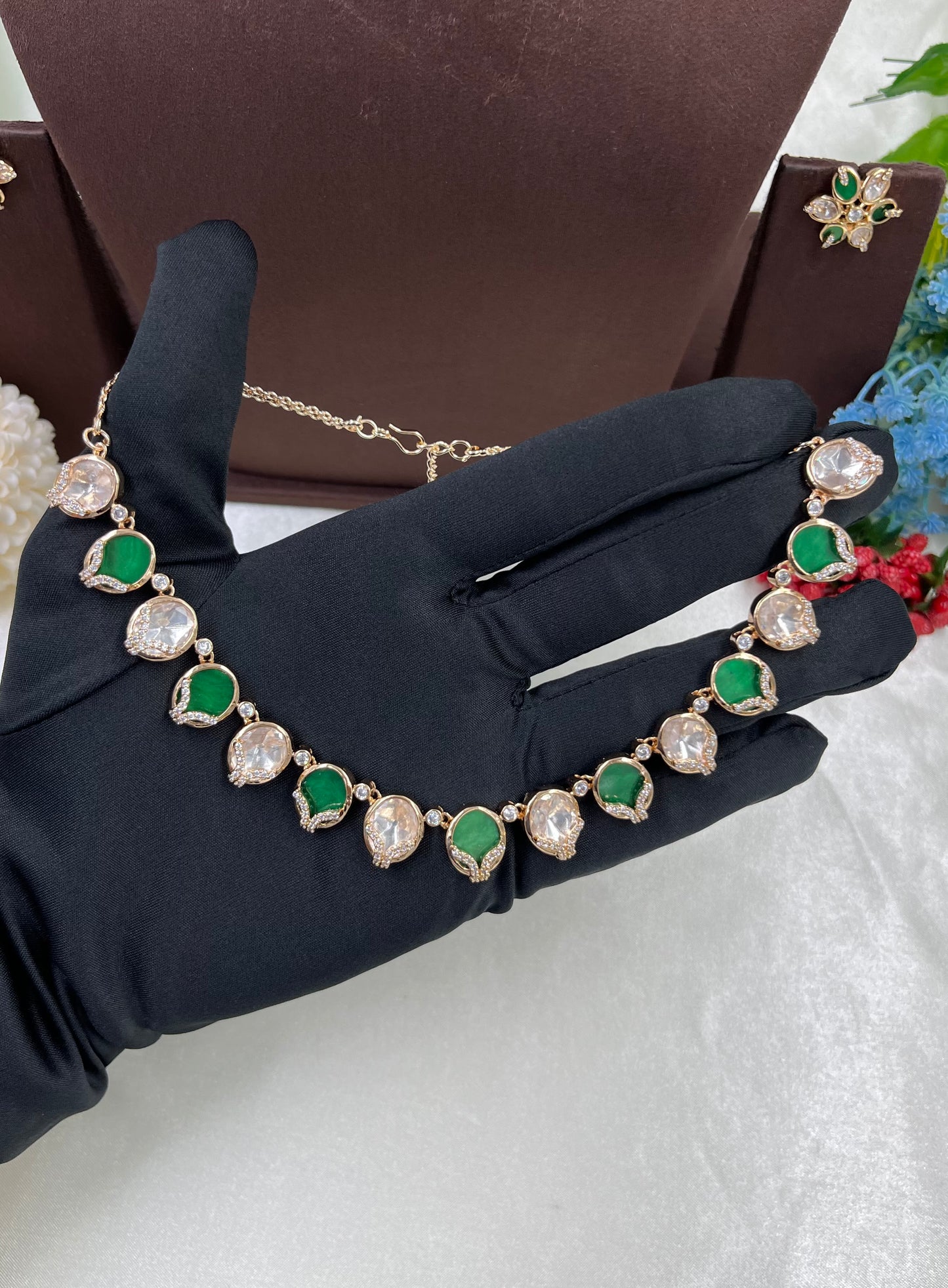 Mop Moissanite Kundan Necklace
