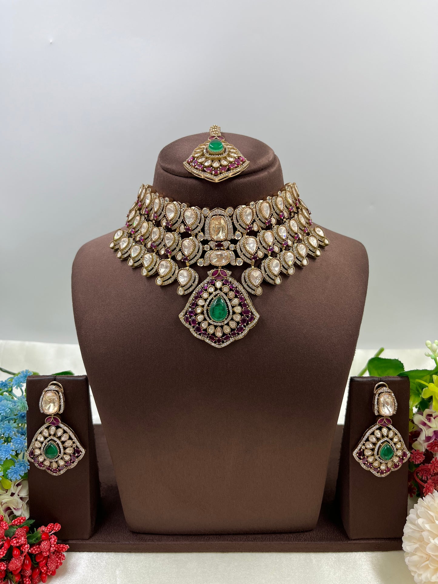 Leena Moissanite Choker Semi Bridal Set