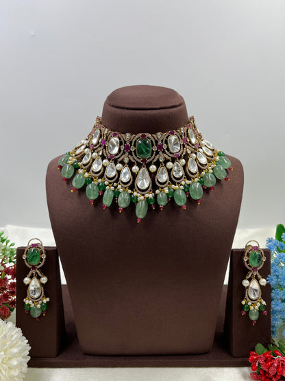 Brinda Jaipuri Moissanite Kundan Choker Necklace