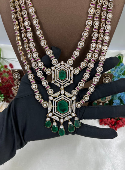 Sarojini Premium Moissanite Kundan Long Necklace