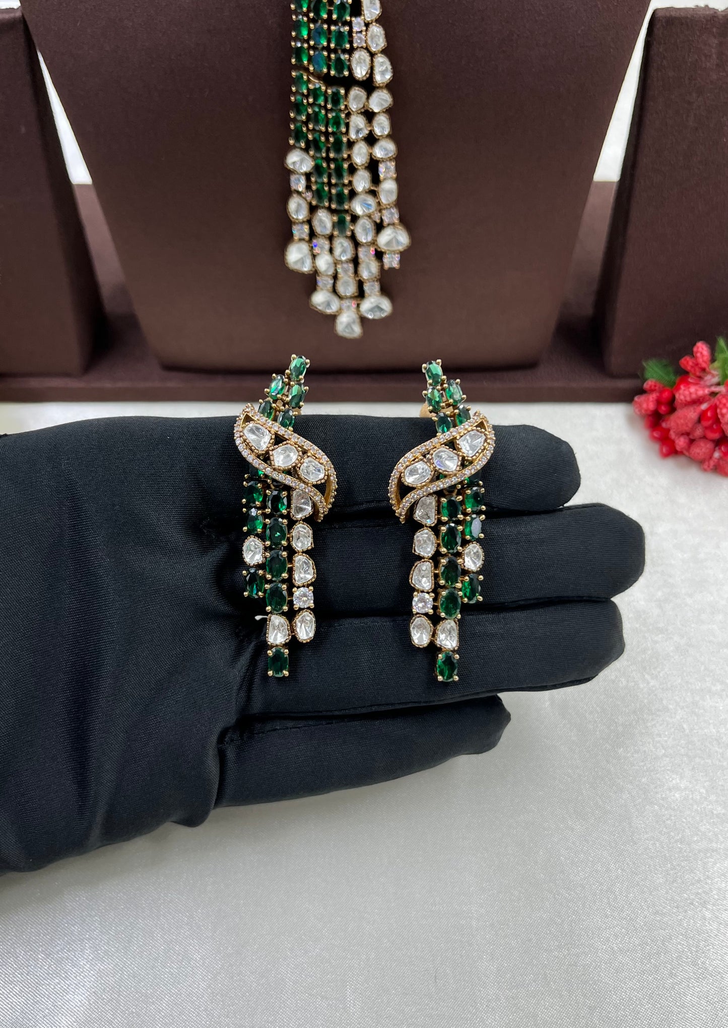 Rukmini Jaipuri Moissanite Kundan Necklace