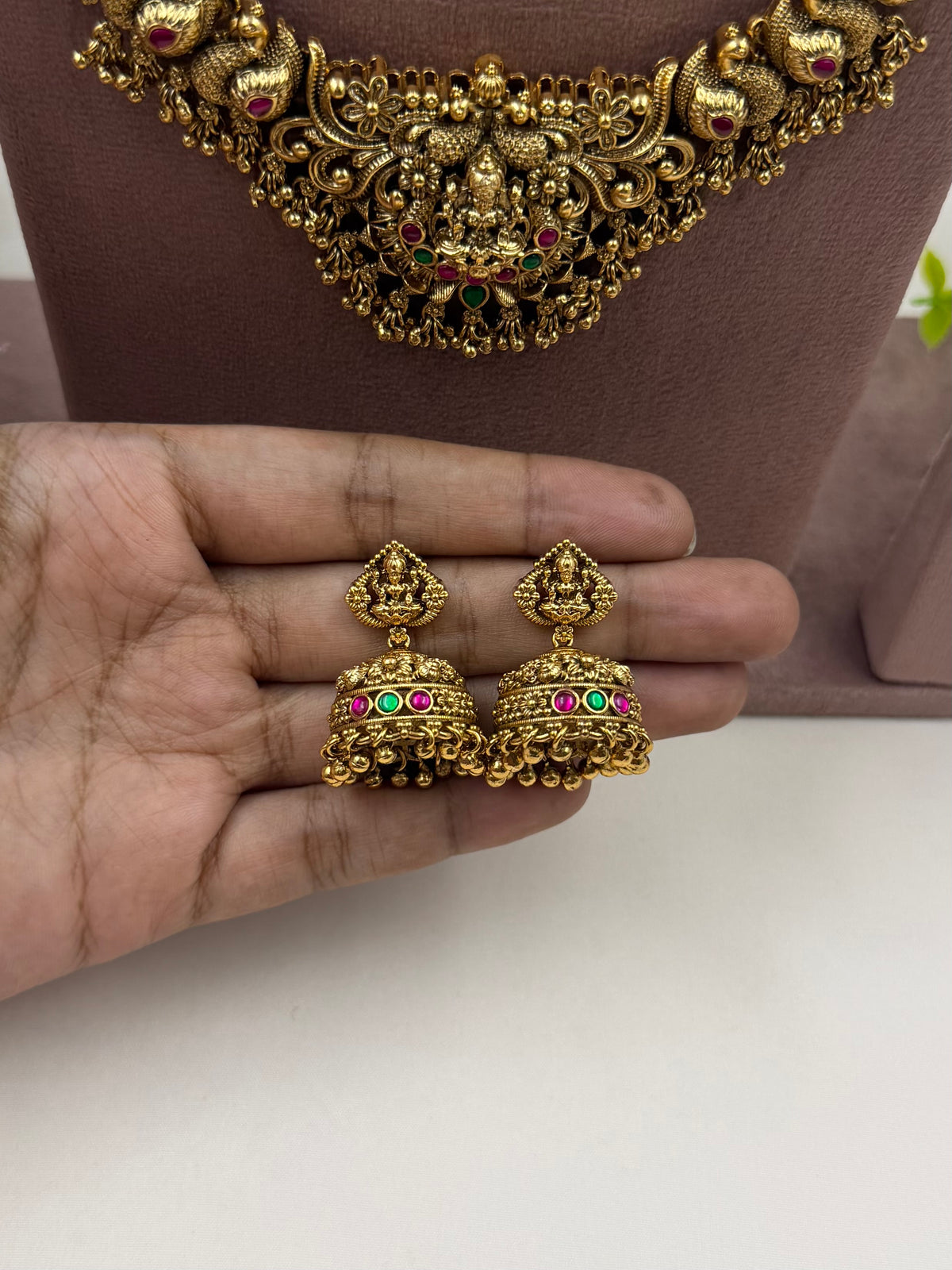 Maheshwari South Temple Combo Necklace Set