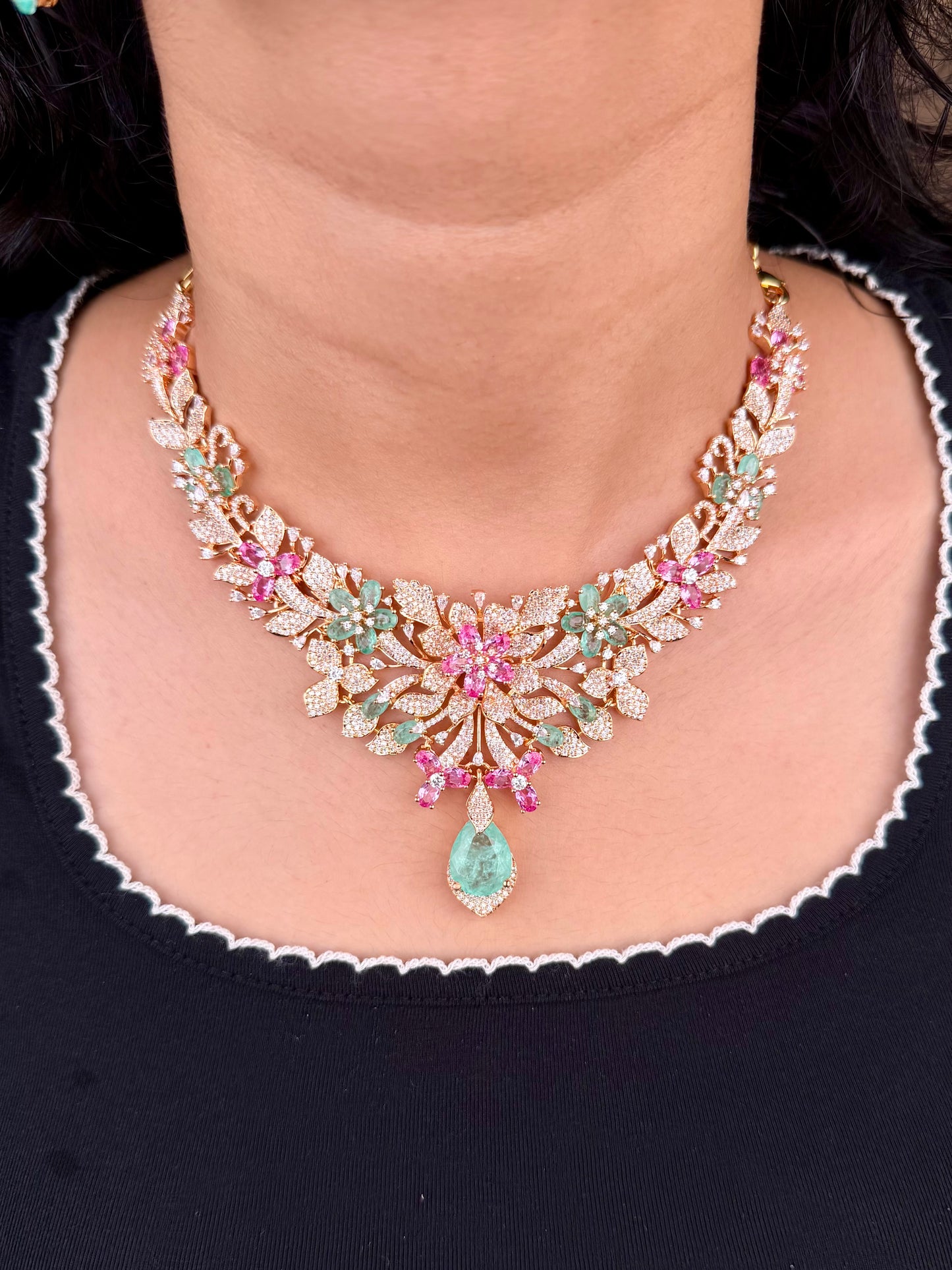 Zinnia American Diamond Necklace Set