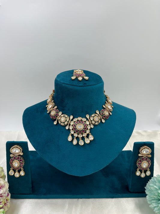 Disha Mina Kari Moissanite Kundan Necklace