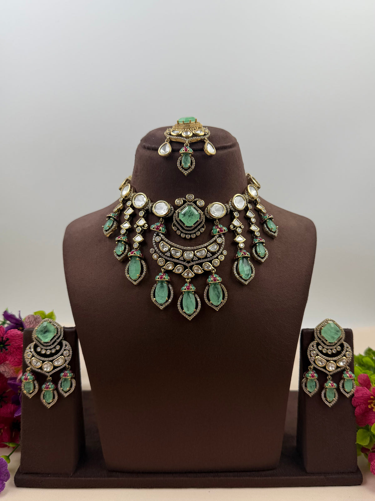 Shambhavi Victorian Moissanite Necklace Set