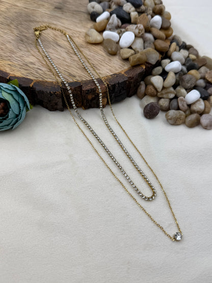 Aria Crystal Layered Gold Chain