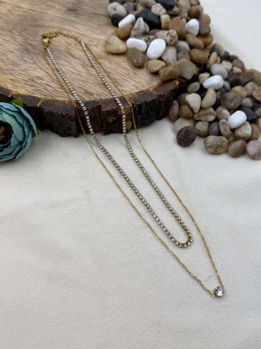 Aria Crystal Layered Gold Chain