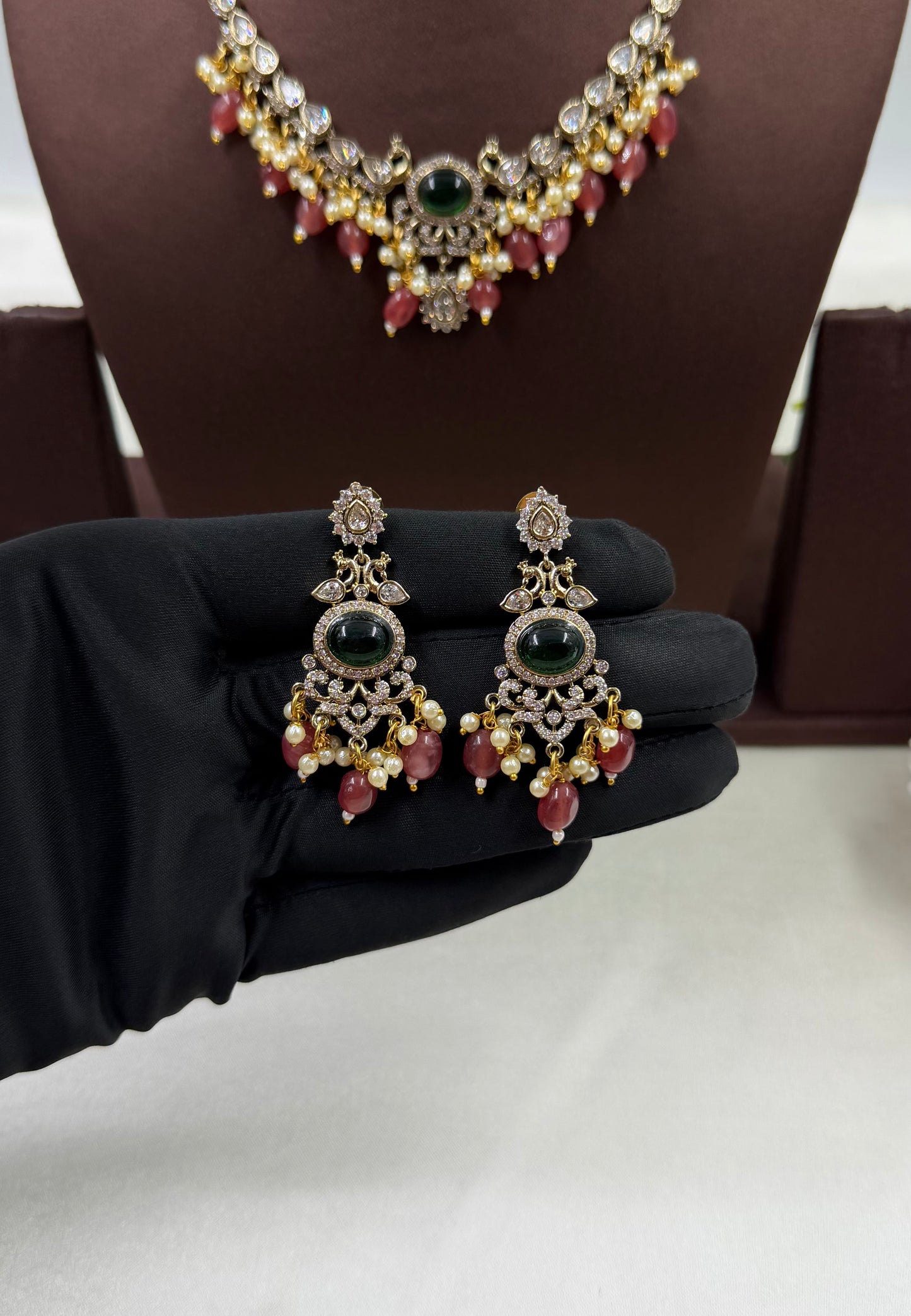 Delicate Peacock Victorian Necklace Set