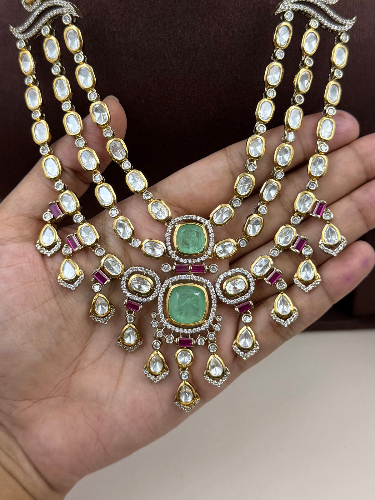 Trisha Three Layer Victorian Moissanite Necklace Set