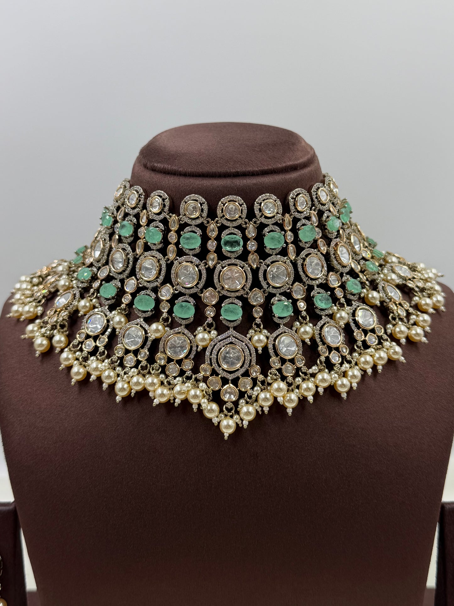 Roshni Premium Moissanite Victorian Choker Set