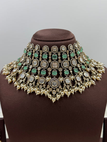 Roshni Premium Moissanite Victorian Choker Set