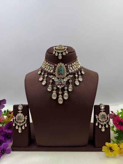 Divya Victorian Moissanite Choker Necklace Set