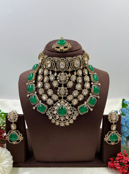 Noor Mahal Jaipuri Moissanite Kundan Choker Necklace