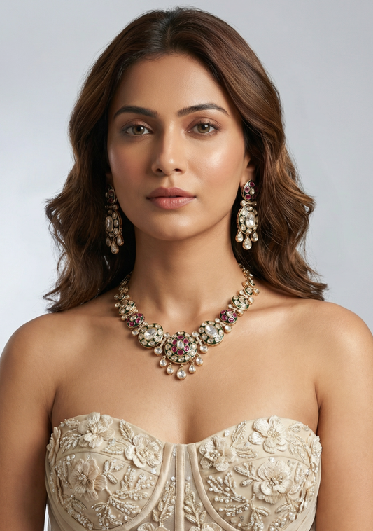 KAVINA KUNDAN PREMIUM MOISSANITE NECKLACE