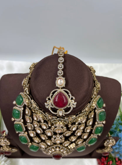 Noor Mahal Jaipuri Moissanite Kundan Choker Necklace