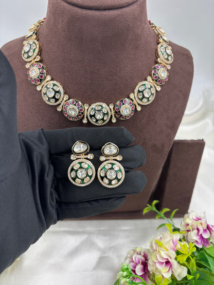 ZAYRA KUNDAN PREMIUM MOISSANITE NECKLACE deta