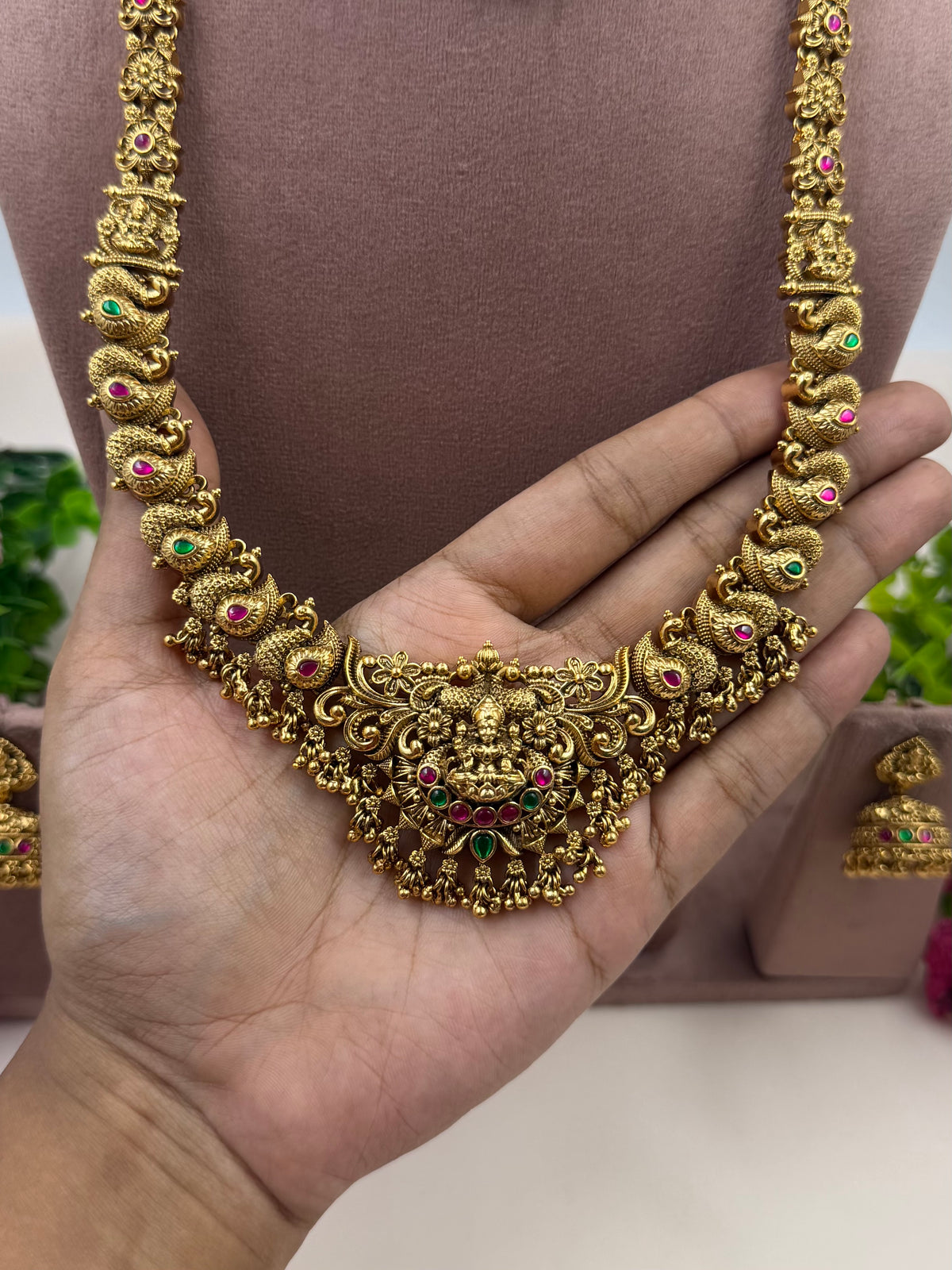Maheshwari South Temple Combo Necklace Set
