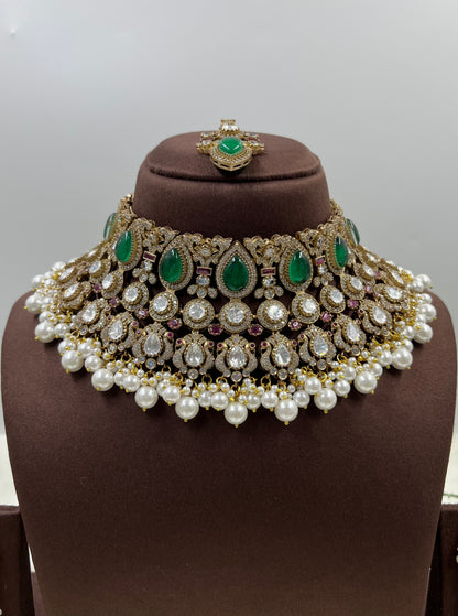 Hina Jaipuri Kundan Choker Necklace Set