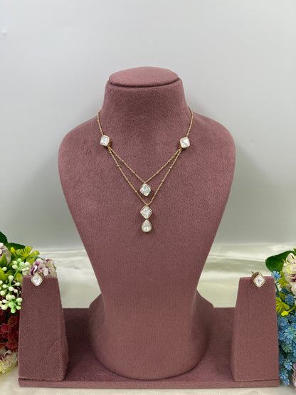 Binita Moissanite Dual Pendant Necklace