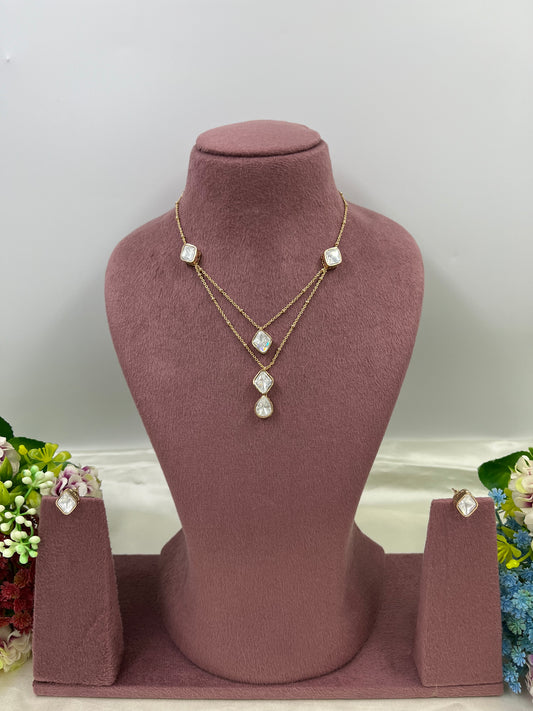 Binita Moissanite Dual Pendant Necklace