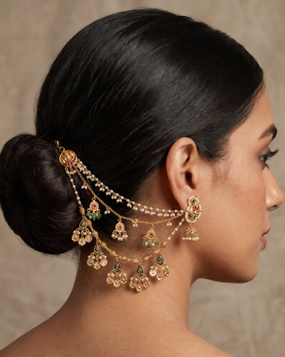 Roma Pachi Kundan Ear Chain