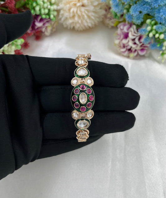 Alpha Minakari Moissanite Kundan Bracelet