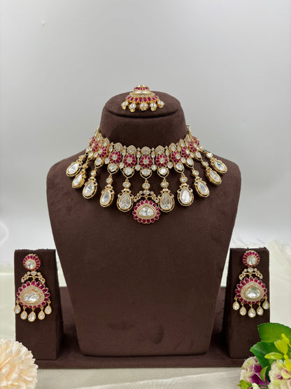 Zarena Moissanite Kundan Necklace Set