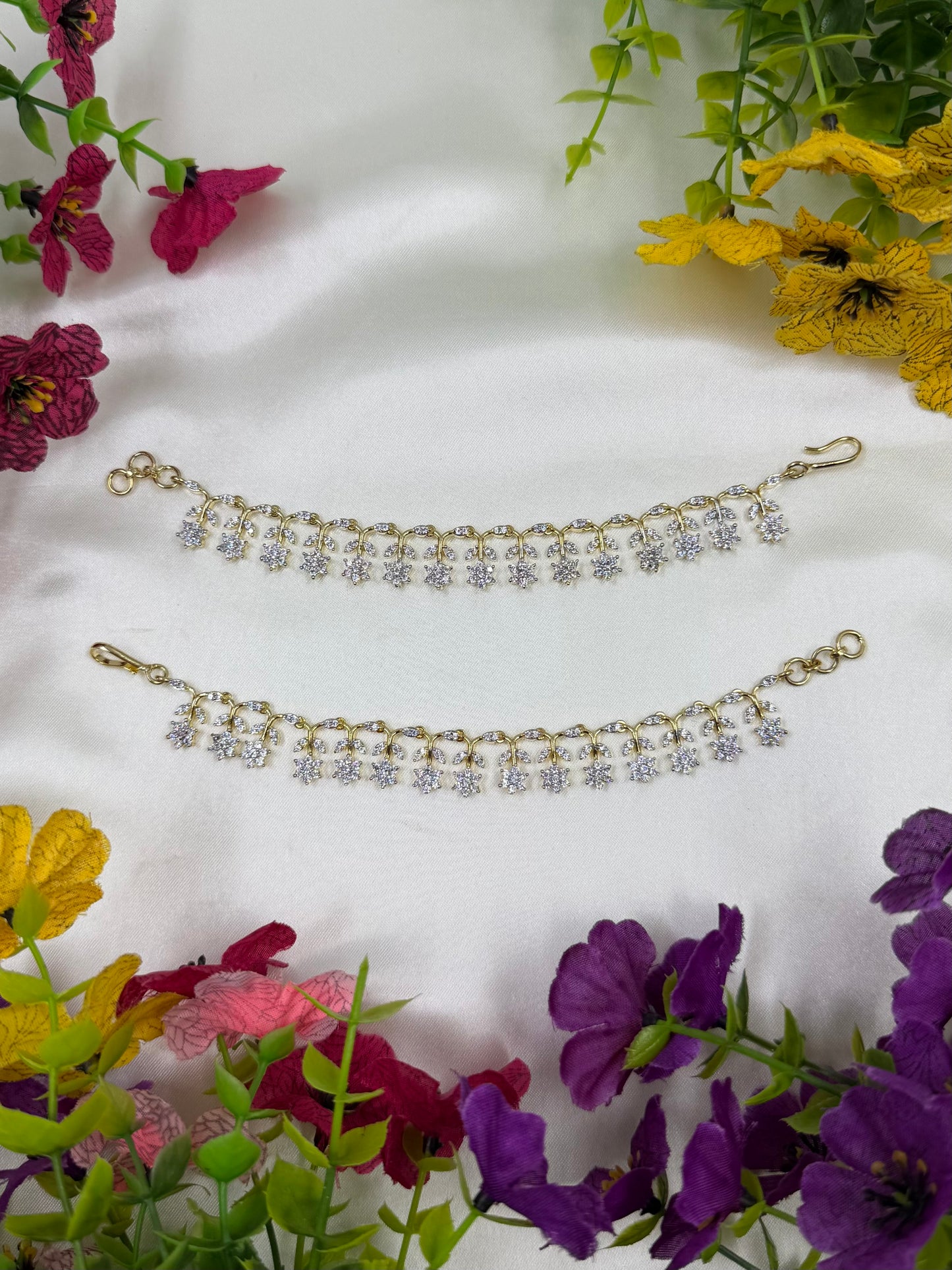 Kyra Two Tone American Diamond Ear Chain